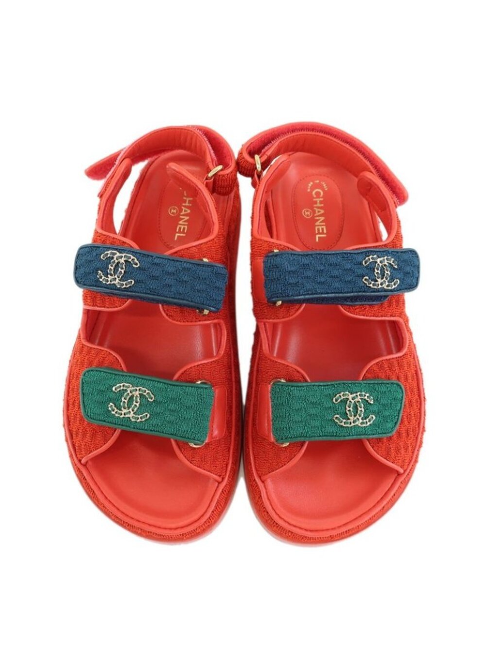 Chanel Sports Sandals Red Multicolor 36 Leather CC - Picture 4 of 10
